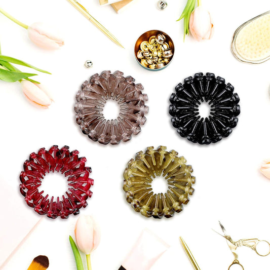 4 Pcs Women's Hair Accessories Bun Clips for Hair Bird Nest Clip Lazy Birds Nest Plate Hairpin Accessories V1258-DP02-A-2312