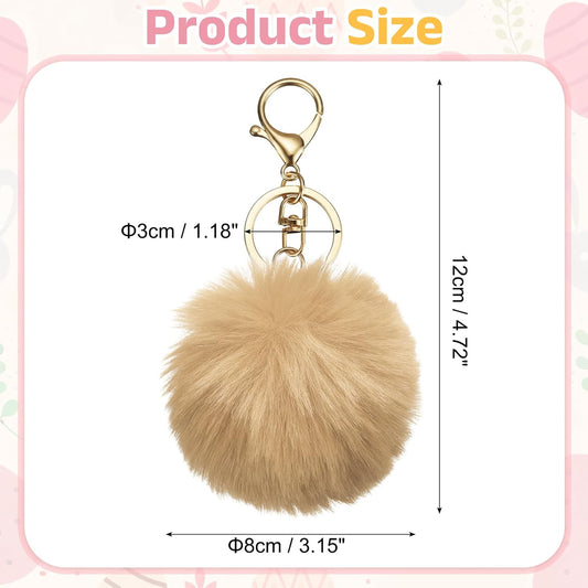 Pom Pom Keychain, Faux Rabbit Fur Fluffy Pompoms Keyring for Women Purse Handbag Bag Pendant DIY Crafts V1258-DP02-A-2326