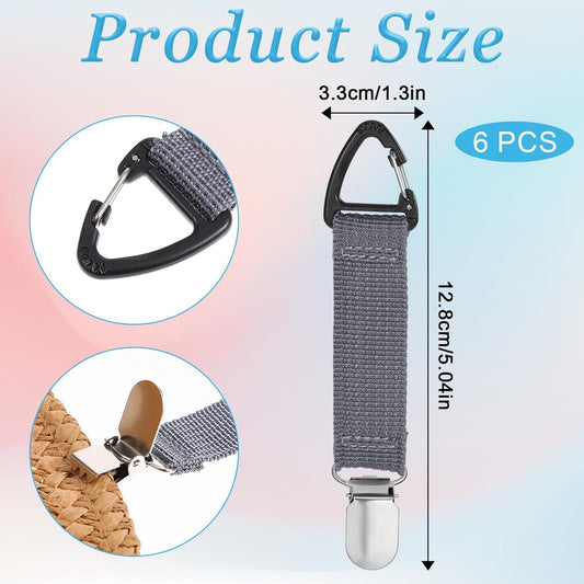Elastic Hat Holder Hands 6 PCS Hat Clip for Travel on Bag,Free Travel Hats Clip Quick Access & Removal Hats V1258-DP02-A-2381