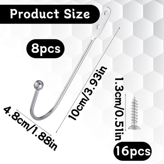 8 Pcs Metal Curtain Holdbacks, Curtain Tiebacks Wall Mounted Curtains Hooks Decorative Drapery Tie Backs V1258-DP02-A-2411