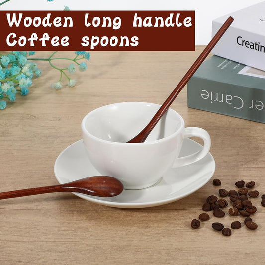 2 PCS Wooden Spoons for Honey, Long Handle Mixing Wooden Spoon 7.8 Inch Honey Spoons Matcha Spoon for V1258-DP02-A-2455