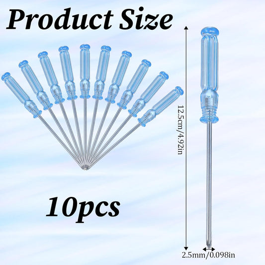 10 Pcs Mini Phillips Screwdriver, 2.5 mm Cross Head Precision Screwdriver Set with Non-Slip Blue Clear Handle V1258-DP02-A-2480