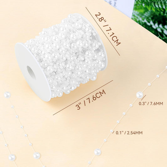100 Feet Faux Pearls String Beads Fishing Line Artificial Decoration Pearl Strand Roll Beaded for Wedding V1258-DP02-A-288