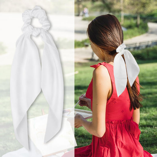 2 Pcs Knotted Bow Satin Hair Scrunchie Hair Scarf with Tail Hair Scrunchies Elastic Hair Scarf Ponytail V1258-DP02-A-292