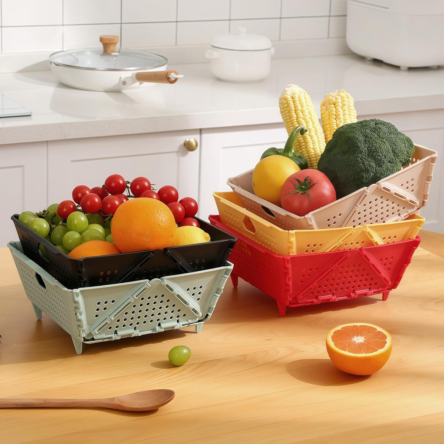 Plastic Colander Basket, Multi-Purpose Drainage & Storage Bin for Kitchen, Candy, Cookies, Holiday Snacks and V1258-DP02-A-327