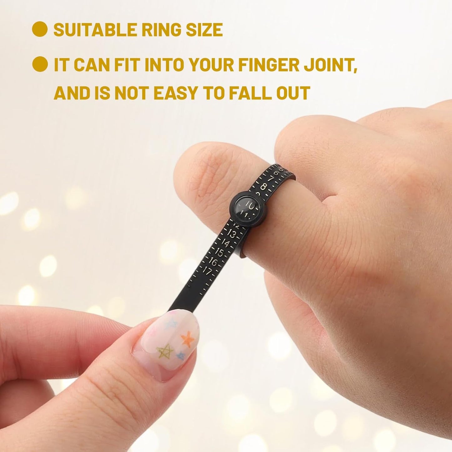 3-Pack Ring Sizer Measuring Tool with Magnifier, 1-17 USA Ring Size Measurer - Reusable Ring Finger Sizer V1258-DP02-A-391