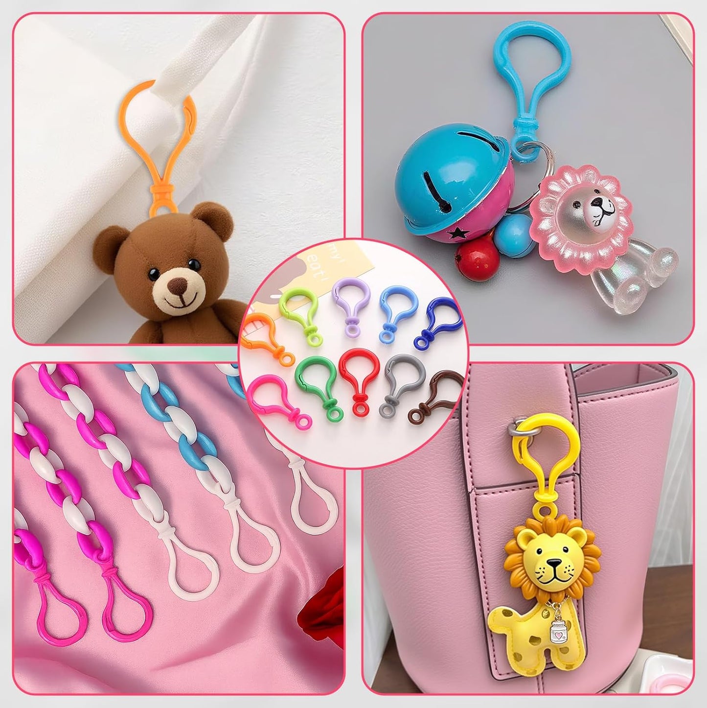 50Pcs Plastic Keychain Clips - Multicolor Lobster Claw Clasps Keychain Rings - Backpack Key Chain Hooks for V1258-DP02-A-406