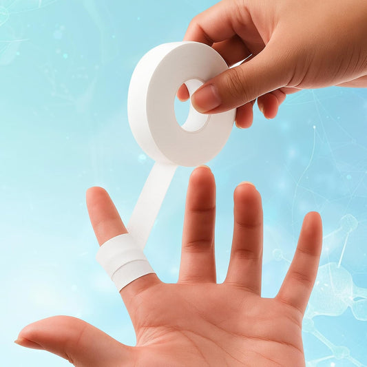 2-Roll Finger Tape - 0.6In x 32ft White Extra Strong Athletic Tape for Fingers, Hands,Feet,Toes - Sweat V1258-DP02-A-460