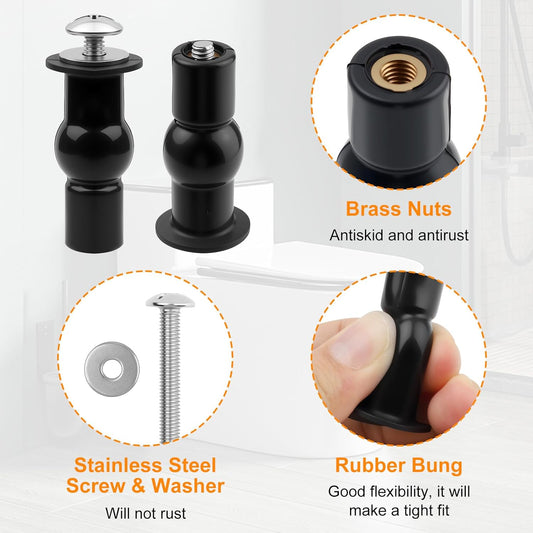 2 Pack Toilet Hinge Bolts, Universal Rubber Expansion Seat Cover Screws for Top Mounting Toilet Seat Hinges V1258-DP02-A-463