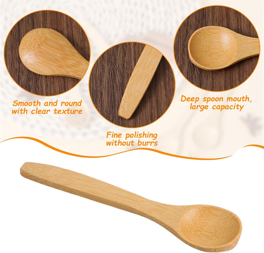 6PCS Bamboo Spoons, Mini Wooden Spoons 5.12 Inch, Multi-purpose Small Teaspoons for Condiments Spices Honey V1258-DP02-A-489