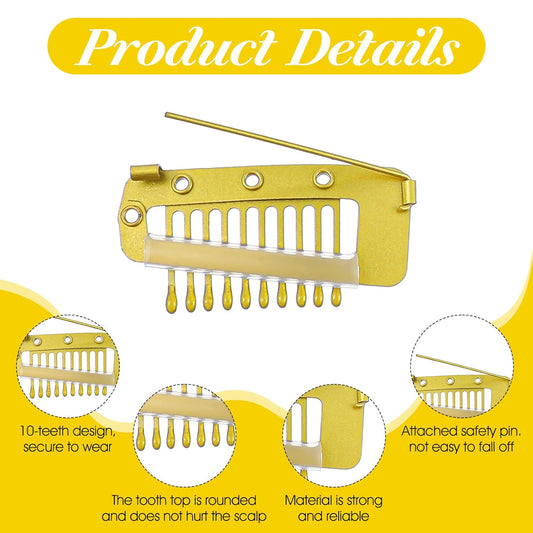 12Pcs Chunni Clips with Safety Pins, Dupatta Clips, 10-Teeth Hair Extension Snap Clip to Secure Setting Clip V1258-DP02-A-490