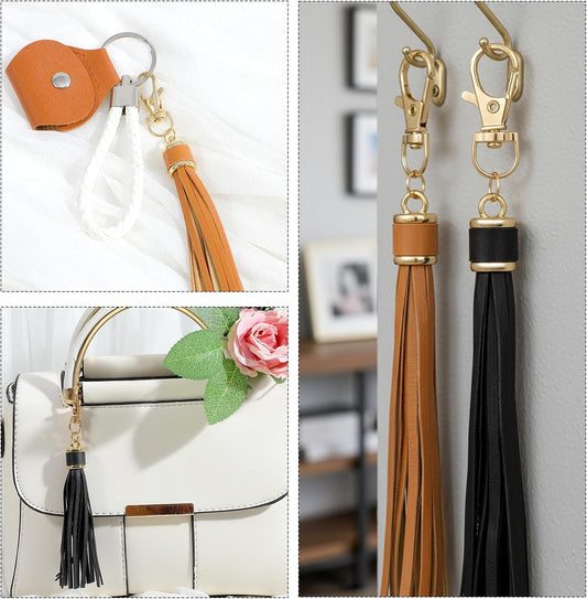 Leather Tassels for Handbags, 4PCS Tassel Keychain Charms Leather Charms for Purses and Bag Charm for V1258-DP02-A-527