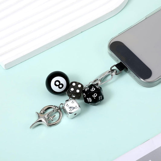 8 Ball Dice Keychain Charms,Y2K Bag Charm for Handbags Cool Purse Charms Key Chain Accessories Charm for Women V1258-DP02-A-533