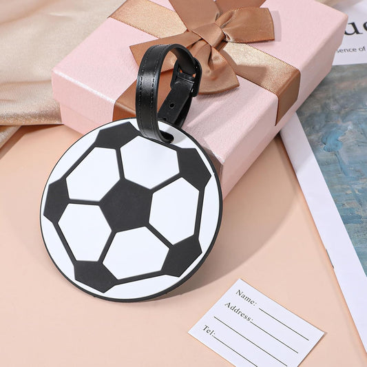 2Pcs Soccer Travel Tags for Luggage,PVC Id Tags for Sports & Travel,Cute Soccer Ball Name Label for Luggage V1258-DP02-A-539