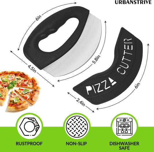Heavy Duty Stainless Steel Pizza Cutter with Cover, Super Sharp Blade Pizza Knife Pizza Cutter Rocker, V1258-DP02-A-54