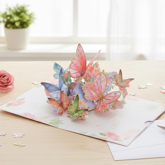 Butterfly Pop up Birthday Cards for Women, Pink Butterfly Waltz 3D Greeting Card for Birthday Anniversary V1258-DP02-A-544