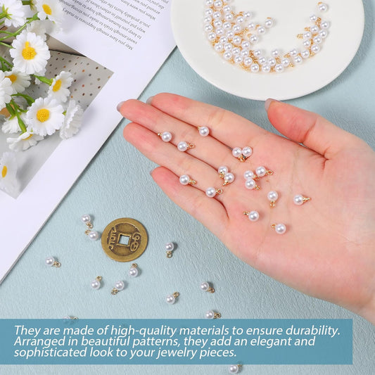 Vin Beauty Pearl Charms, 100 Pcs Pearl Charms for Jewelry Making, Pearls Beads Faux Pearls Pendant Charm DIY V1258-DP02-A-554