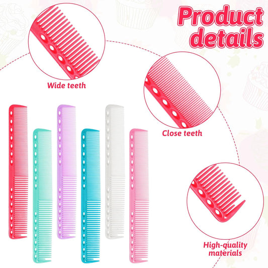 6 Pcs Barber Comb 7" Carbon Hair Cutting Combs Styling Anti Static and Heat Resistant Fine Tooth Comb All V1258-DP02-A-590