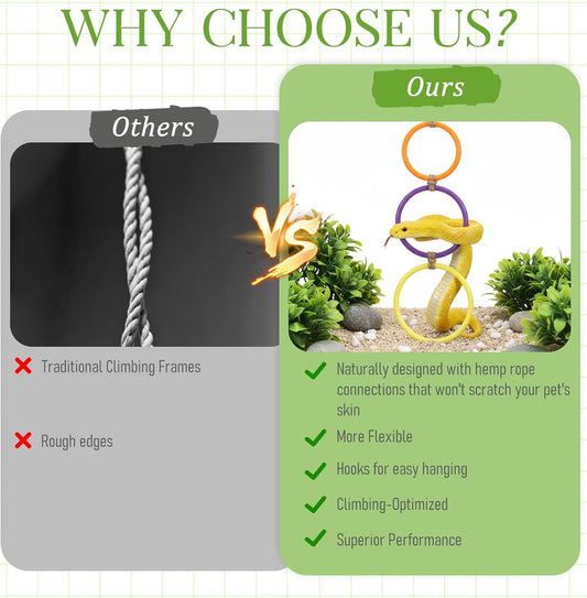 2 Pcs Snake Climbing Rings Snake Enrichment Toys for Ball Python Ball Python Tank Accessories, Reptile V1258-DP02-A-604