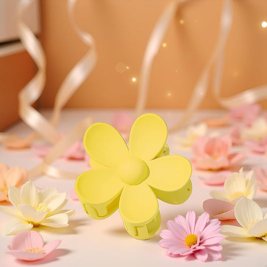 Yellow Hair Claw Clips Flower Shaped Plastic Jaw Anti-scratch Smell-less Useful Hold Tightly Light Hair V1258-DP02-A-625