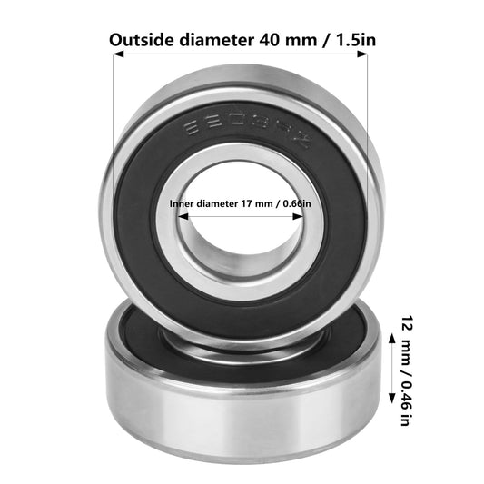 6203-RS Sealed Bearing 2Pcs 6203RS Bearings ID 17mm x OD 40mm x Width 12mm Double Rubber Sealed Bearing Deep V1258-DP02-A-721