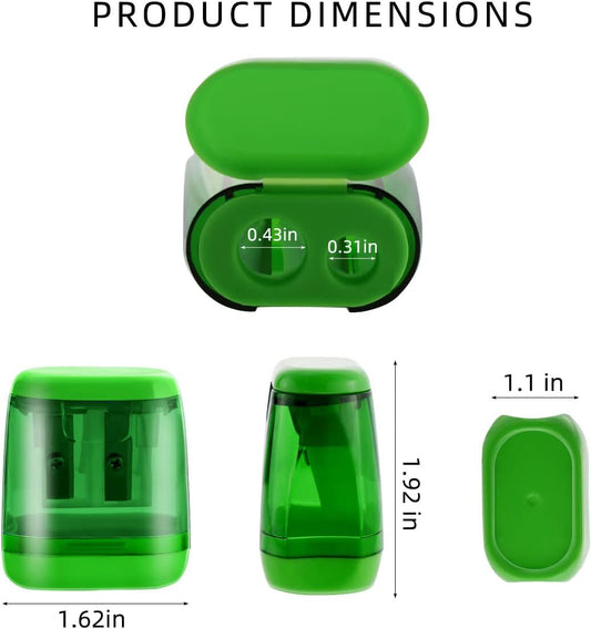 12 Pcs Manual Pencil Sharpener for School Office Home Sharpeners Kids with Lid Colored Compact Dual Holes V1258-DP02-A-948