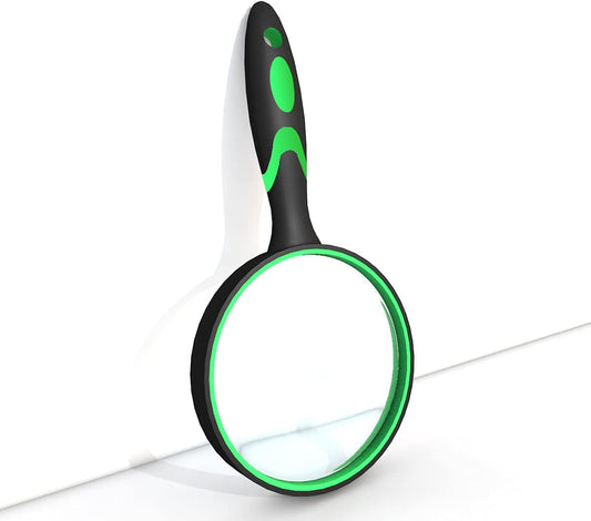 10X Shatterproof Magnifying Glass Large Handheld for Seniors Kids 75mm Lens with Non-Slip Rubber Handle V1258-DP02-A-964