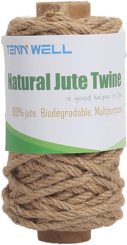 Strong Natural Jute Twine, 4mm Thick 66 Feet Long Jute String Rope Roll for Garden, Arts & Crafts, Home V1258-DP02-A-99