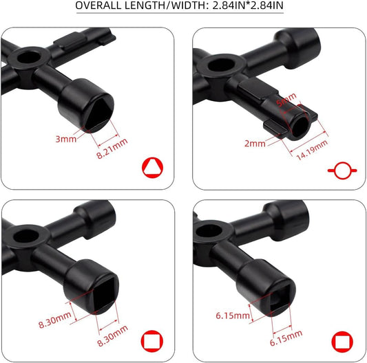 Triangle Multi-functional Sillcock Key 4 Way Square Wrench Water Utility Steel Tool for Electric Gas Meter V1258-DP02-A-991