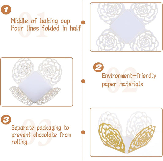 50PCS Gold Truffle Wrapper Cupcake Liners,Truffles Chocolate Candy Cups Cupcake Wrappers For Chocolate Muffin V1258-DP02-B-1020
