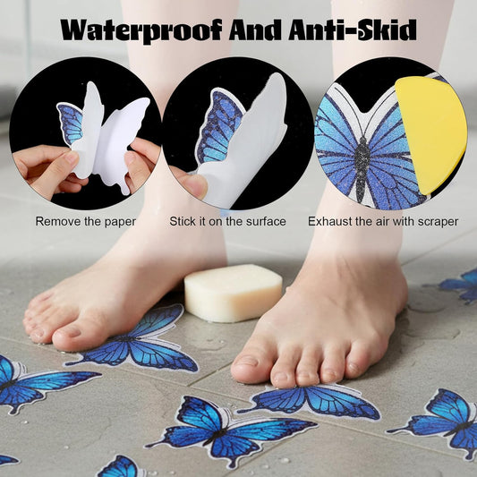 20 PCS Butterfly Non Slip Bathtub Stickers, Adhesive Anti Slip Decal Treads for Shower & Bath Tub with V1258-DP02-B-1024