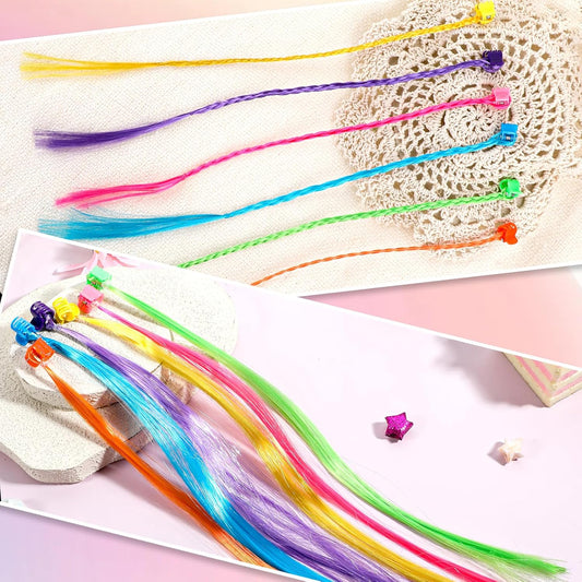 Vin Beauty 36 Pack Colored Hair Extensions for Girls, Clip-In, 33cm Length, Pink, Blue, Purple, Orange, V1258-DP02-B-1042