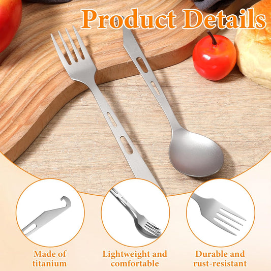 Titanium Spork Titanium Fork Spoon Set Camping Utensils, Ultralight Backpacking Utensils, Travel Cutlery Set, V1258-DP02-B-1068