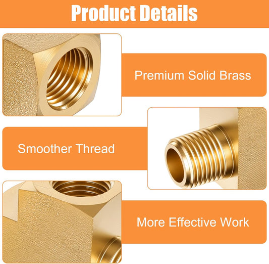 2 Pcs 1/8'' Npt Tee Barstock Street Tee Fittings 1/8" NPT Female Pipe to 1/8" Male Pipe to Female Pipes V1258-DP02-B-1073