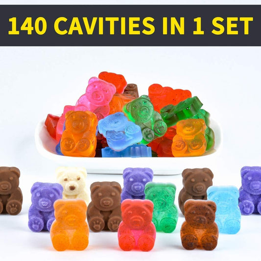 Gummy Bear Molds Candy Molds - 1 Inch Gummy Molds Bear Large Chocolate Molds Silicone 4 Pack LFGB Pinch Test V1258-DP02-B-11
