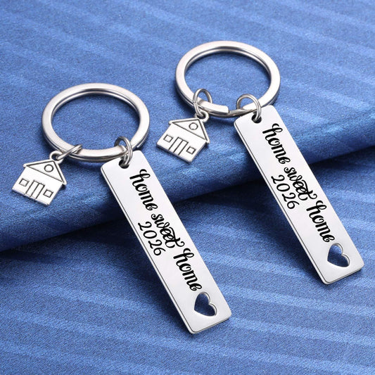 Kvekstio 2PCS 2026 Home Sweet Home Key Chain Housewarming Presents, New Homeowner Keychain Closing Gift V1258-DP02-B-1110