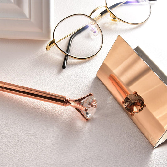 Maxdot Rose Gold Business Card Holders Stainless Steel Name Cards Display Stand Desktop Rack Organizer for V1258-DP02-B-1115