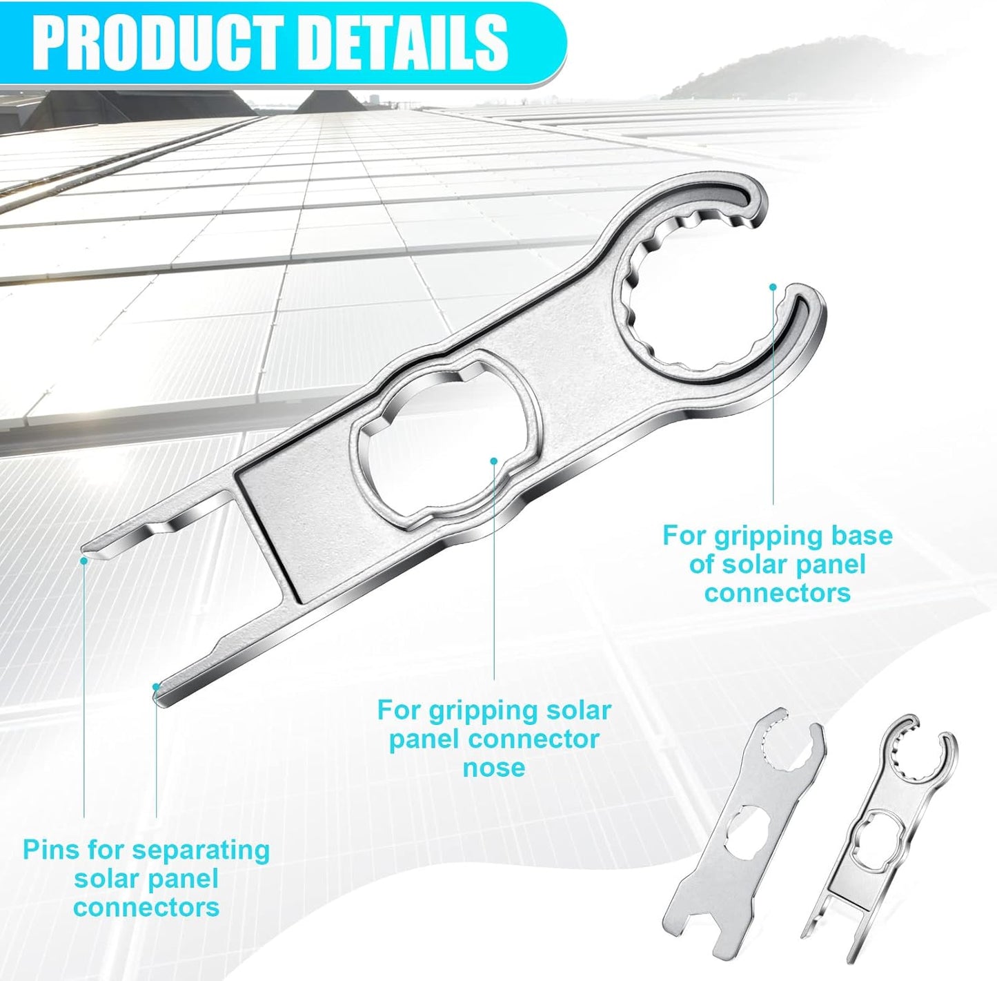Landhoow 6 Pcs Solar Panel Connector Tool Solar Metal Spanner Wrench Solar PV Disconnect Removal Tools V1258-DP02-B-1116