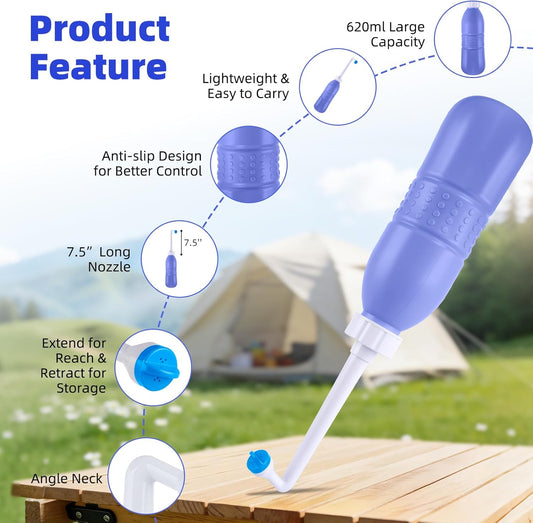 Portable Bidet Sprayer and Travel Bidet with Hand Held Bidet Bottle for Personal Cleansing Use Extended V1258-DP02-B-1169