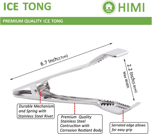 Ice Tongs for Ice Bucket 6-3/4 Inch - Set of 2 - Premium 18/8 Stainless Steel Ice Tongs with Teeth for Ice V1258-DP02-B-1191