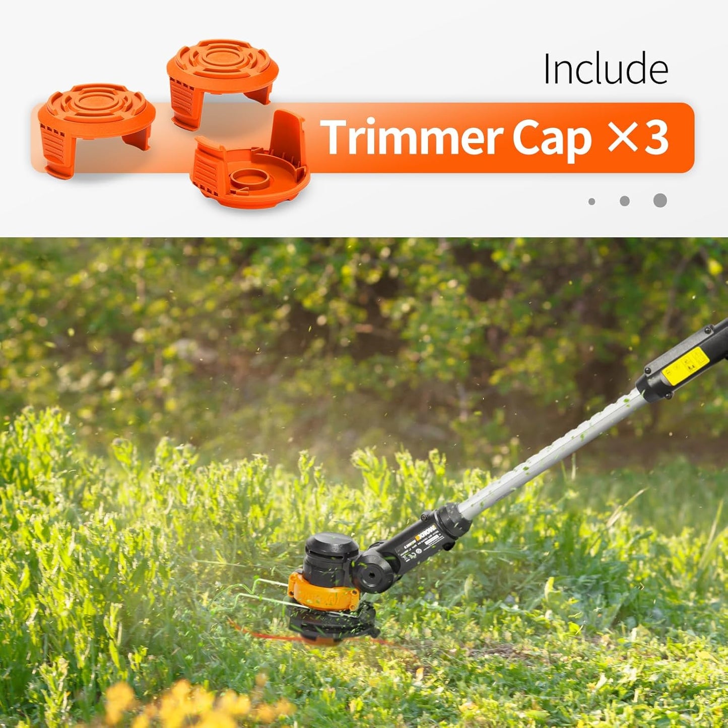 Trimmer Replacement Spool Cap Covers Compatible with Worx String Trimmers WA0010, WA6531 (3-Pack) V1258-DP02-B-1206