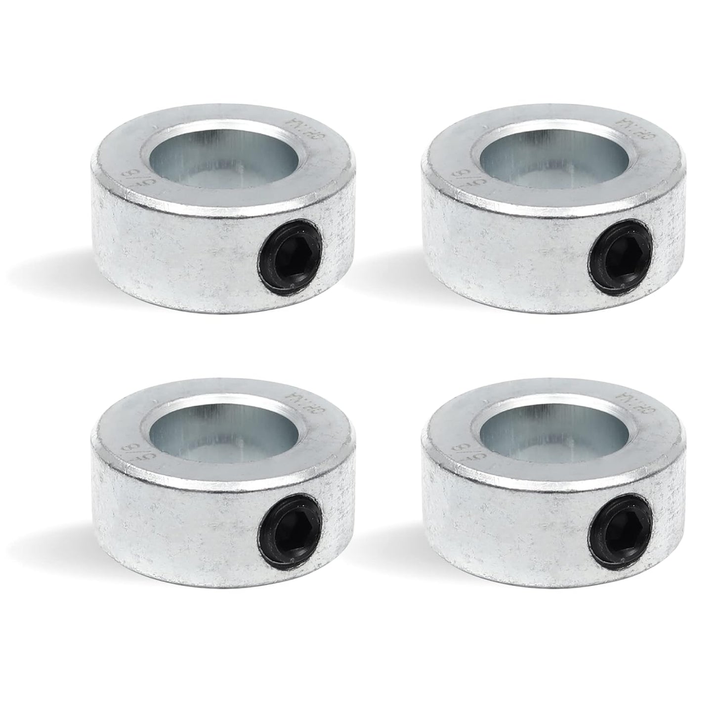 (4-Pack) 5/8" Bore Solid Steel Shaft Collars with Zinc Plated Coating - Durable Shaft Collars Suitable for V1258-DP02-B-1214