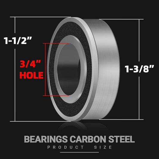 (4-Pack) 3/4" Bearings Carbon Steel - ID 3/4" x OD 1-3/8" Applicable Lawn Mower, Wheelbarrows, Carts and Hand V1258-DP02-B-1218