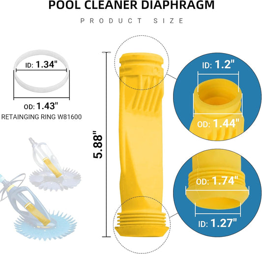 (4-Pack Pool Cleaner Diaphragm Exact Replacement W69698 W81701 W81700 with Retainging Ring W81600 | V1258-DP02-B-1228