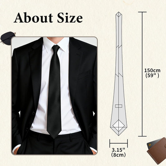 Ties for Men, Solid Color Neckties, Mens Black Tie, Neck Ties Formal for Wedding, Business, Party V1258-DP02-B-1269