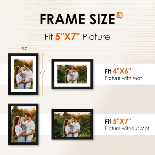 5x7 Picture Frame Set of 2 & 8x10 Picture Frame Set of 2, Photo Frame with HD Plexiglass, Display Pictures V1258-DP02-B-1281