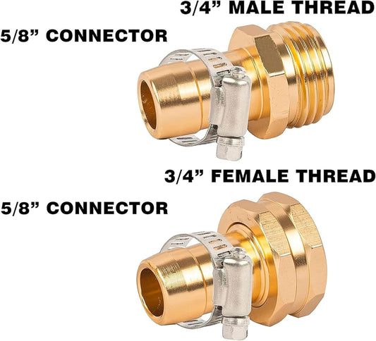 Garden Hose Repair Connector with Clamps, Fit for 3/4" or 5/8" Garden Hose Fitting, 4 Set V1258-DP02-B-129