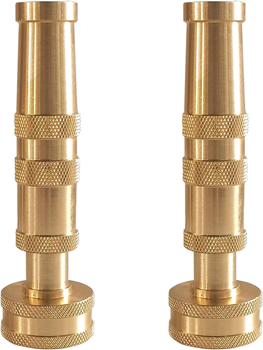 Adjustable Twist Hose Nozzle, 4" Heavy-Duty Brass Hose Nozzle with 10 Garden Hose Rubber Washers, 2 Pack V1258-DP02-B-130
