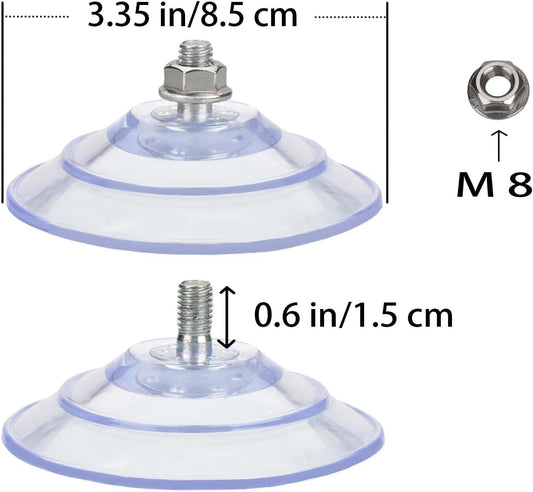 Upgraded Large Suction Cup with Screws 3.4"/85mm Plastic Suction Pads 4 Pack Clear PVC Sucker Pads with M8 V1258-DP02-B-1312