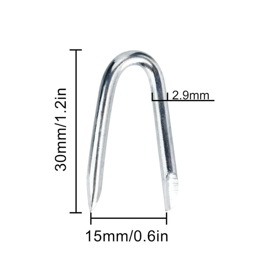 Steel Wire Fencing Staples 50Pcs Galvanized U Shaped Nails 1-1/4'' for Wire Mesh & Woven Fencing, Fence Post V1258-DP02-B-1329
